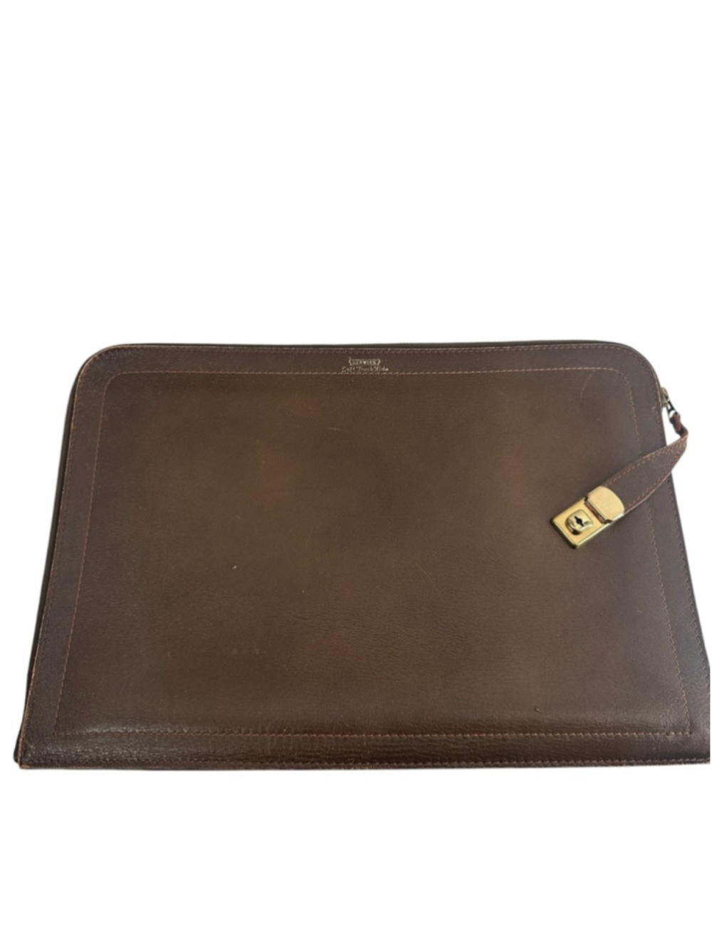 Renwick vintage Soft Touch Hide Leather Portfolio Push Clasp Document case